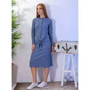 NEW ROSLYN two piece ribbed set in denim blue